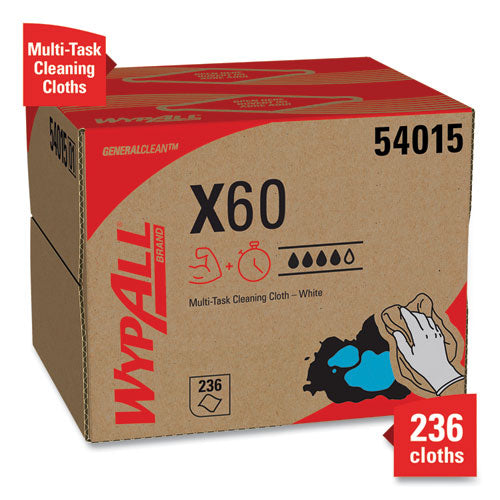 Image of WypAll® General Clean X60 Cloths, 12.5 x 16.8, White, 236/Carton