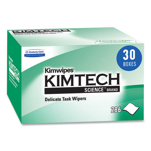 Image of Kimtech Kimwipes Delicate Task Wipers, 1-Ply, 4.4 x 8.4, Unscented, White, 280/Box, 30 Boxes/Carton