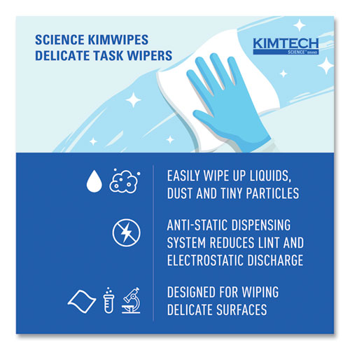Image of Kimtech Kimwipes Delicate Task Wipers, 1-Ply, 11.8 x 11.8, Unscented, White, 198/Box, 15 Boxes/Carton