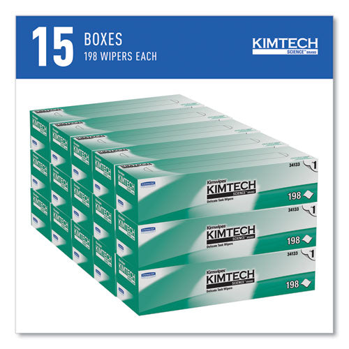 Image of Kimtech Kimwipes Delicate Task Wipers, 1-Ply, 11.8 x 11.8, Unscented, White, 198/Box, 15 Boxes/Carton