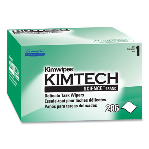 Image of Kimtech Kimwipes, Delicate Task Wipers, 1-Ply, 4.4 x 8.4, Unscented, White, 286/Box, 60 Boxes/Carton