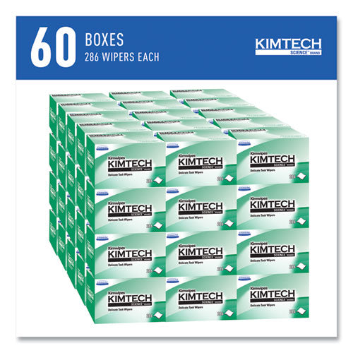 Image of Kimtech Kimwipes, Delicate Task Wipers, 1-Ply, 4.4 x 8.4, Unscented, White, 286/Box, 60 Boxes/Carton