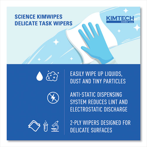 Image of Kimtech Kimwipes Delicate Task Wipers, 2-Ply, 14.7 x 16.6, Unscented, White, 92/Box, 15 Boxes/Carton