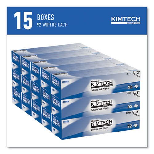 Image of Kimtech Kimwipes Delicate Task Wipers, 2-Ply, 14.7 x 16.6, Unscented, White, 92/Box, 15 Boxes/Carton