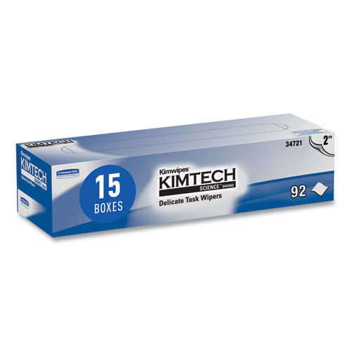 Image of Kimtech Kimwipes Delicate Task Wipers, 2-Ply, 14.7 x 16.6, Unscented, White, 92/Box, 15 Boxes/Carton