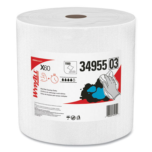 Image of WypAll® General Clean X60 Cloths, Jumbo Roll, 12.2 x 12.4, White, 1,100/Roll