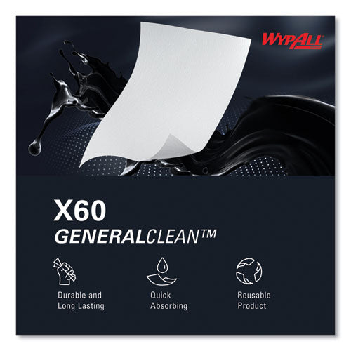 Image of WypAll® General Clean X60 Cloths, Jumbo Roll, 12.2 x 12.4, White, 1,100/Roll