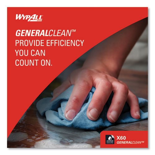 Image of WypAll® General Clean X60 Cloths, Jumbo Roll, 12.5 x 13.4, Blue, 1,100/Roll