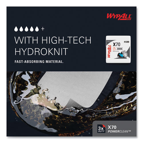 Image of WypAll® X70 Cloths, 1/4 Fold, 12.5 x 12, White, 76/Pack, 12 Packs/Carton