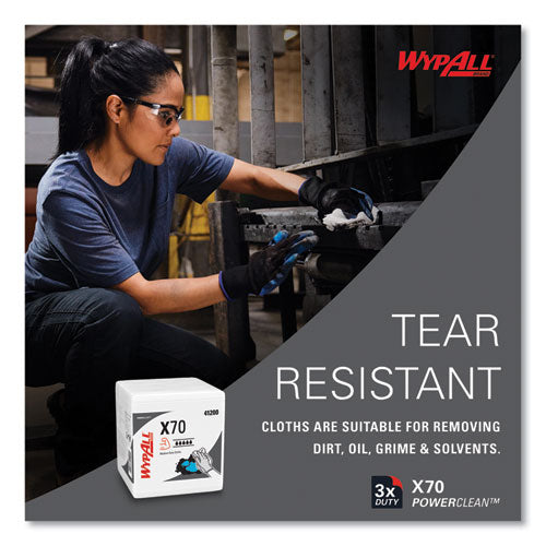Image of WypAll® X70 Cloths, 1/4 Fold, 12.5 x 12, White, 76/Pack, 12 Packs/Carton