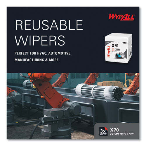Image of WypAll® X70 Cloths, 1/4 Fold, 12.5 x 12, White, 76/Pack, 12 Packs/Carton