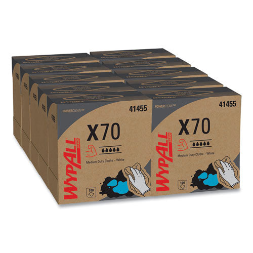 Image of WypAll® X70 Cloths, POP-UP Box, 9.13 x 16.8, White, 100/Box, 10 Boxes/Carton