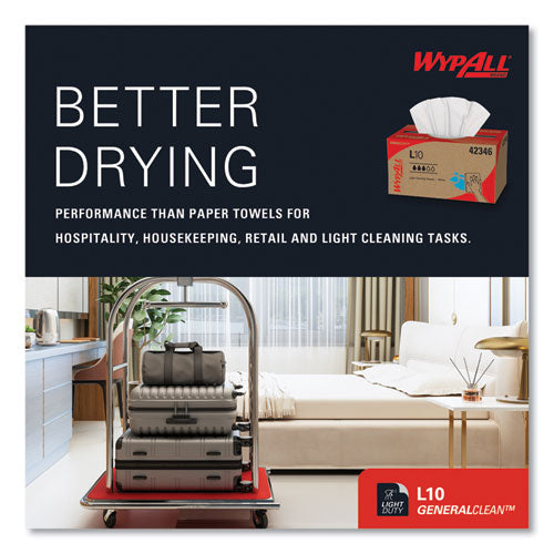 Image of WypAll® L10 Towels, POP-UP Box, 1-Ply, 10.25 x 9, White, 250/Box, 24 Boxes/Carton