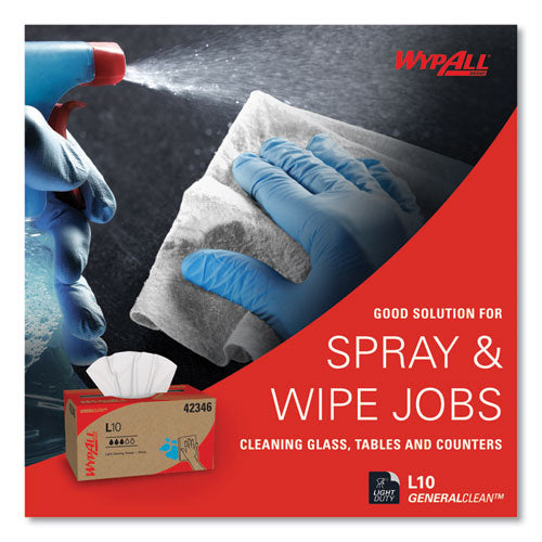 Image of WypAll® L10 Towels, POP-UP Box, 1-Ply, 10.25 x 9, White, 250/Box, 24 Boxes/Carton