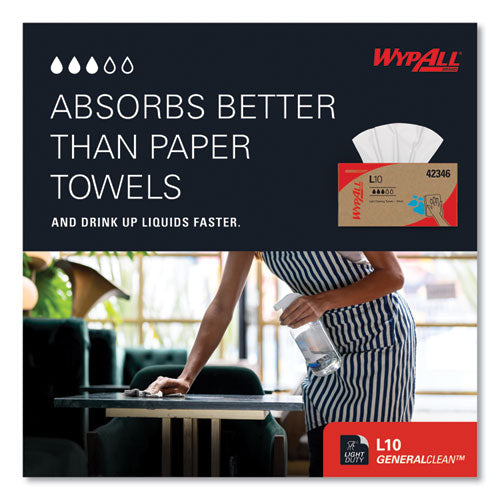 Image of WypAll® L10 Towels, POP-UP Box, 1-Ply, 10.25 x 9, White, 250/Box, 24 Boxes/Carton