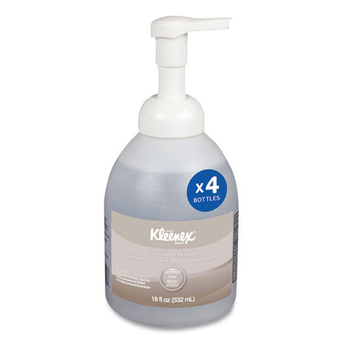 Image of Kleenex® Alcohol-Free Foam Hand Sanitizer, 18 Oz Pump Bottle, Fragrance-Free, 4/carton