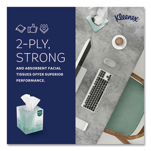 Image of Kleenex® Naturals Facial Tissue for Business, BOUTIQUE POP-UP Box, 2-Ply, White, 90 Sheets/Box, 36 Boxes/Carton