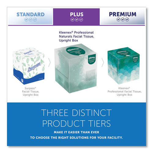 Image of Kleenex® Naturals Facial Tissue for Business, BOUTIQUE POP-UP Box, 2-Ply, White, 90 Sheets/Box, 36 Boxes/Carton