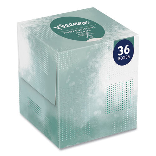 Image of Kleenex® Naturals Facial Tissue for Business, BOUTIQUE POP-UP Box, 2-Ply, White, 90 Sheets/Box, 36 Boxes/Carton