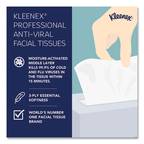 Image of Kleenex® Boutique Anti-Viral Facial Tissue, 3-Ply, White, Pop-Up Box, 60 Sheets/box, 3 Boxes/pack, 4 Packs/carton
