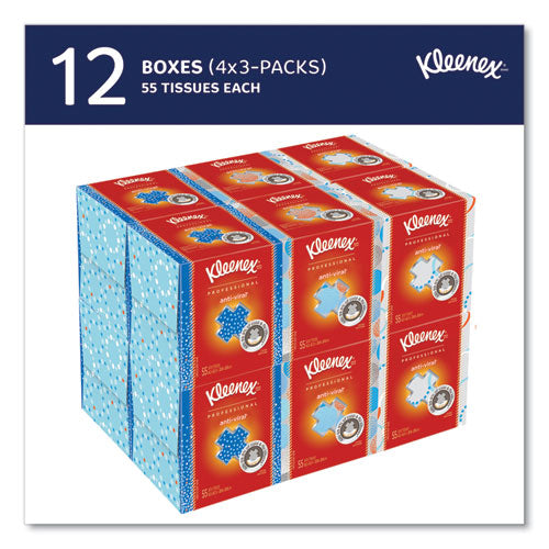Image of Kleenex® Boutique Anti-Viral Facial Tissue, 3-Ply, White, Pop-Up Box, 60 Sheets/box, 3 Boxes/pack, 4 Packs/carton