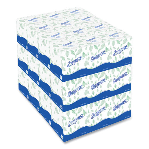 Image of Surpass® Facial Tissue for Business, 2-Ply, White, Pop-Up Box, 90/Box, 36 Boxes/Carton