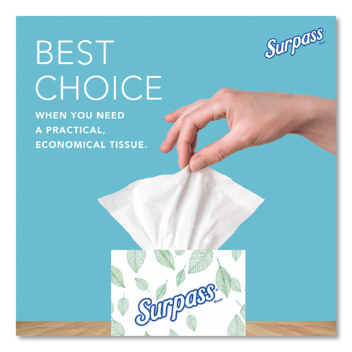 Image of Surpass® Facial Tissue for Business, 2-Ply, White, Pop-Up Box, 90/Box, 36 Boxes/Carton