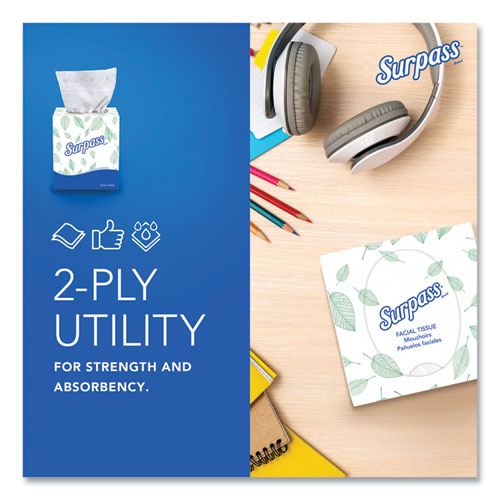 Image of Surpass® Facial Tissue for Business, 2-Ply, White, Pop-Up Box, 90/Box, 36 Boxes/Carton