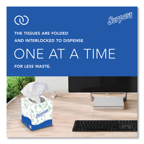 Image of Surpass® Facial Tissue for Business, 2-Ply, White, Pop-Up Box, 90/Box, 36 Boxes/Carton