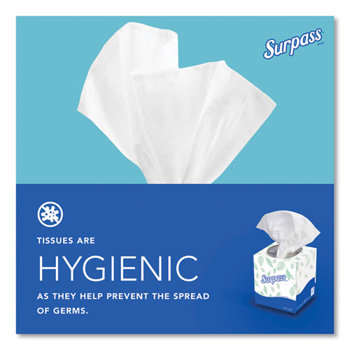 Image of Surpass® Facial Tissue for Business, 2-Ply, White, Pop-Up Box, 90/Box, 36 Boxes/Carton