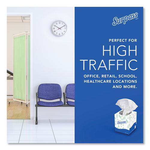 Image of Surpass® Facial Tissue for Business, 2-Ply, White, Pop-Up Box, 90/Box, 36 Boxes/Carton