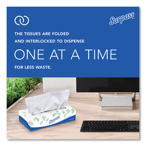 Image of Surpass® Facial Tissue for Business, 2-Ply, White, Flat Box, 100 Sheets/Box, 30 Boxes/Carton