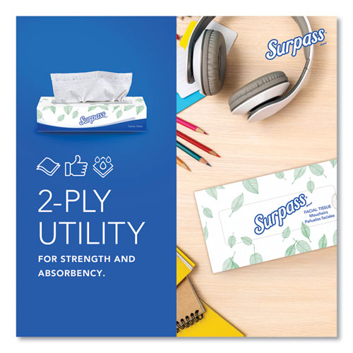 Image of Surpass® Facial Tissue for Business, 2-Ply, White,125 Sheets/Box, 60 Boxes/Carton