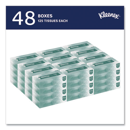 Image of Kleenex® Naturals Facial Tissue for Business, Flat Box, 2-Ply, White, 125 Sheets/Box, 48 Boxes/Carton