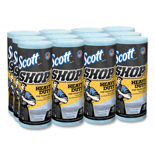 Image of Scott® Pro Shop Towels, Heavy Duty, 1-Ply, 10.4 x 11, Blue, 12 Rolls/Carton