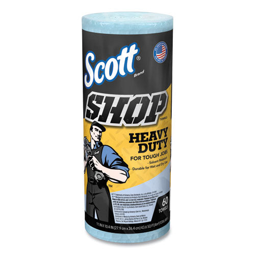 Image of Scott® Pro Shop Towels, Heavy Duty, 1-Ply, 10.4 x 11, Blue, 12 Rolls/Carton