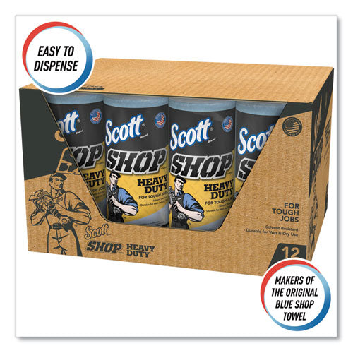 Image of Scott® Pro Shop Towels, Heavy Duty, 1-Ply, 10.4 x 11, Blue, 12 Rolls/Carton