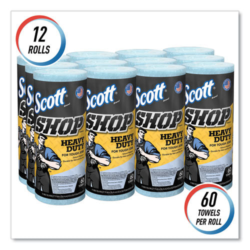 Image of Scott® Pro Shop Towels, Heavy Duty, 1-Ply, 10.4 x 11, Blue, 12 Rolls/Carton
