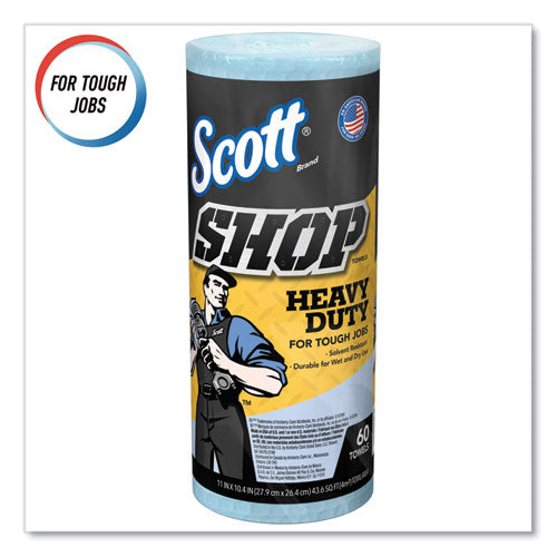 Image of Scott® Pro Shop Towels, Heavy Duty, 1-Ply, 10.4 x 11, Blue, 12 Rolls/Carton