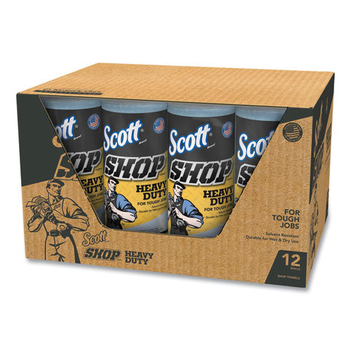 Image of Scott® Pro Shop Towels, Heavy Duty, 1-Ply, 10.4 x 11, Blue, 12 Rolls/Carton