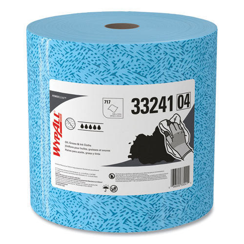 Image of WypAll® Oil, Grease and Ink Cloths, Jumbo Roll, 9.8 x 12.2, Blue, 717/Roll