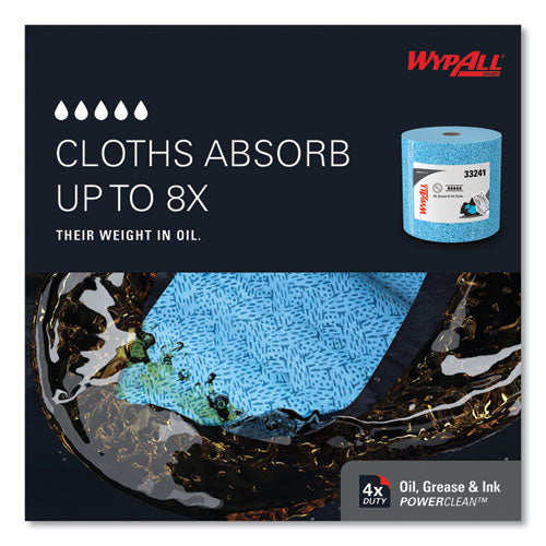 Image of WypAll® Oil, Grease and Ink Cloths, Jumbo Roll, 9.8 x 12.2, Blue, 717/Roll