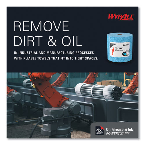 Image of WypAll® Oil, Grease and Ink Cloths, Jumbo Roll, 9.8 x 12.2, Blue, 717/Roll