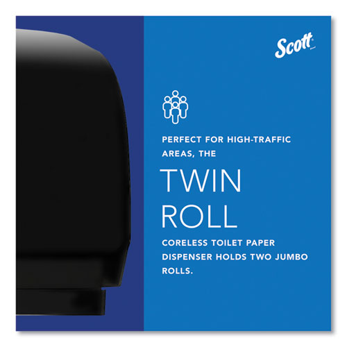 Image of Scott® Essential Coreless Twin Jumbo Roll Tissue Dispenser, 20 X 6 X 11, Black