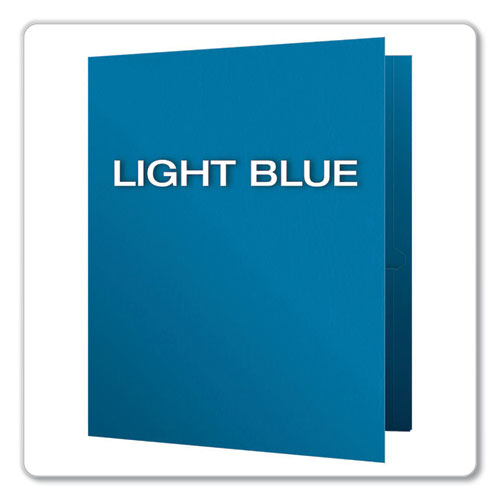 Image of Oxford Twin-Pocket Folder, Embossed Leather Grain Paper, 0.5" Capacity, 11 X 8.5, Light Blue, 25/box