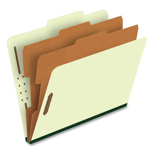 Image of Pendaflex® Six-Section Pressboard Classification Folders, 2" Expansion, 2 Dividers, 6 Fasteners, Letter Size, Green Exterior, 10/Box