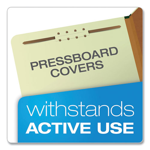 Image of Pendaflex® Six-Section Pressboard Classification Folders, 2" Expansion, 2 Dividers, 6 Fasteners, Letter Size, Green Exterior, 10/Box