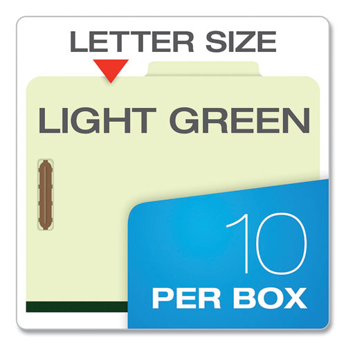 Image of Pendaflex® Six-Section Pressboard Classification Folders, 2" Expansion, 2 Dividers, 6 Fasteners, Letter Size, Green Exterior, 10/Box