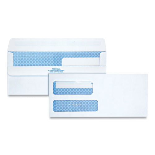 Image of Quality Park Double Window Redi-Seal Security-Tinted Envelope, #9, Commercial Flap, Redi-Seal Adhesive Closure, 3.88 x 8.88, White, 250/CT