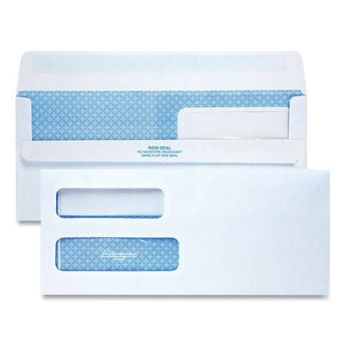 Image of Quality Park Double Window Redi-Seal Security-Tinted Envelope, #10, Commercial Flap, Redi-Seal Adhesive Closure, 4.13 x 9.5, White, 500/BX